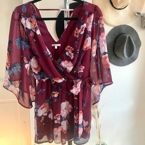 Burgundy Floral Romper